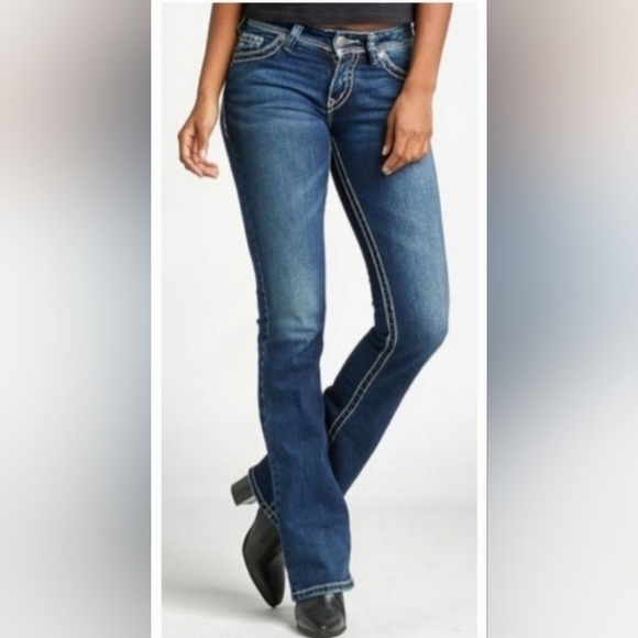 Silver Jeans Suki Bootcut Low Rise Western Cowgirl Denim Blue Jeans Sz 26 - Picture 1 of 15